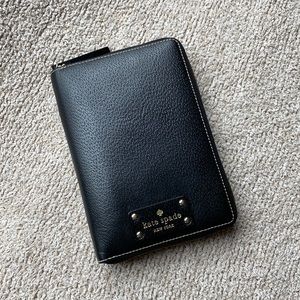 Black Leather Kate Spade Wellesley Planner Wallet w/ budget sheets & envelopes